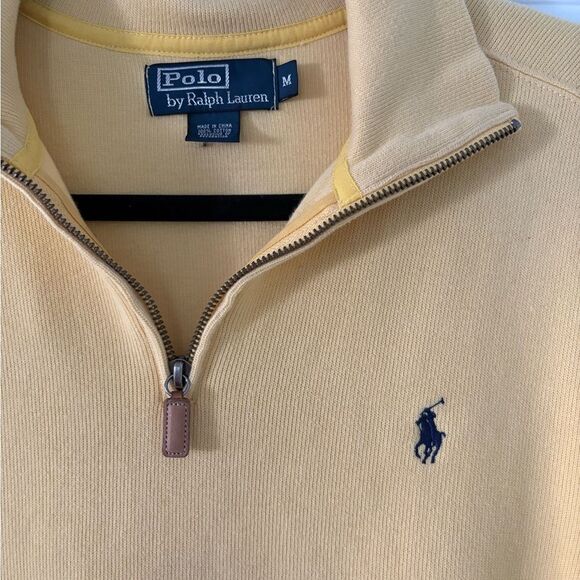 Polo Ralph Lauren 1/4 Zip Sweater Butter Yellow Cotton Medium Classic Preppy - Picture 3 of 6